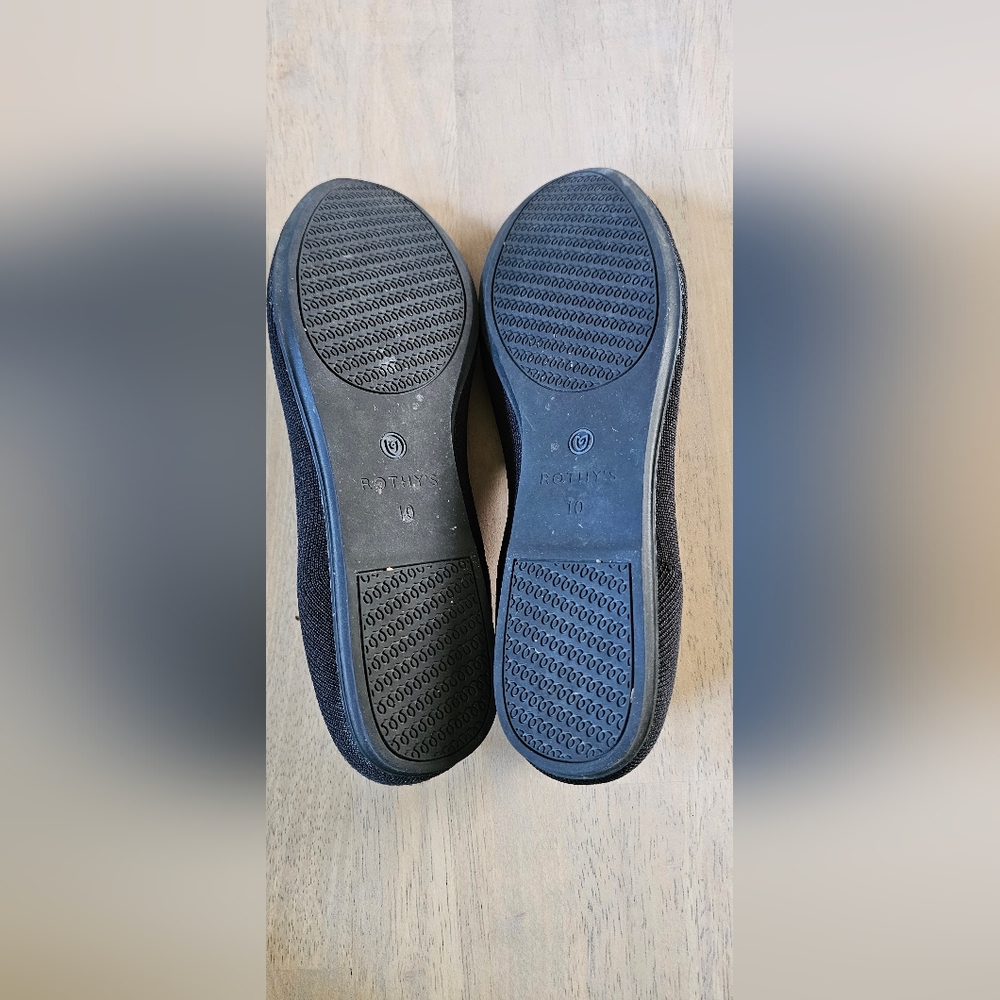 Rothy's Black Knit Flats with Blue Trim - Picture 7 of 9